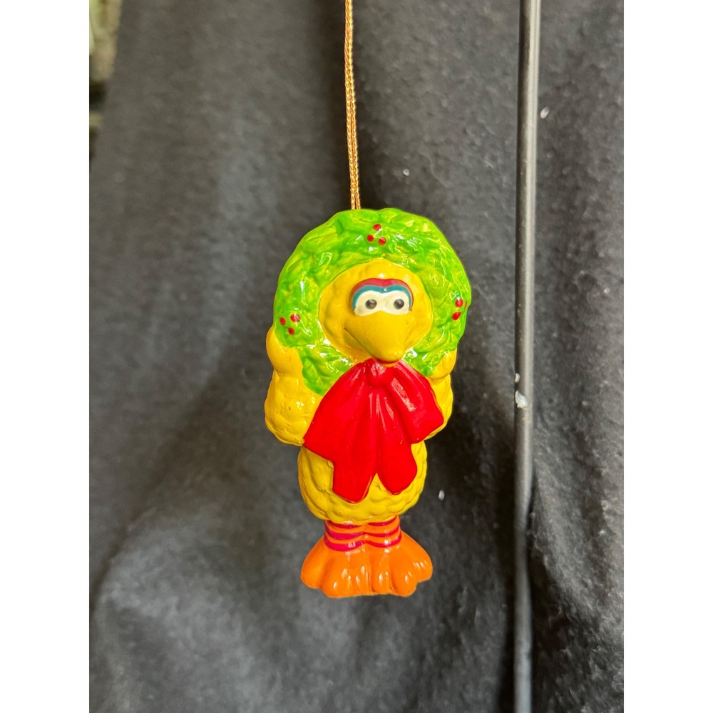 Vintage 1980 Sesame Street Big Bird Christmas Ornament Wreath Muppets Inc Korea